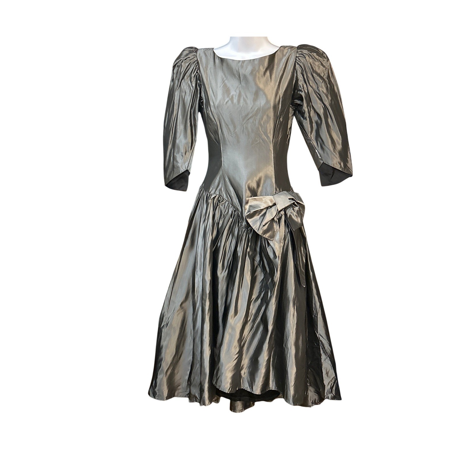 80s Vintage Metallic Taffeta Dress Goth Prom Dark Romance Glamour Old Hollywood