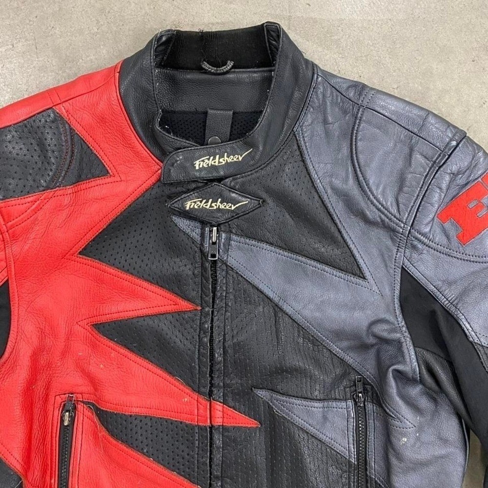 Vintage Fieldsheer Leather Biker Motorcycle Jacket Size 48