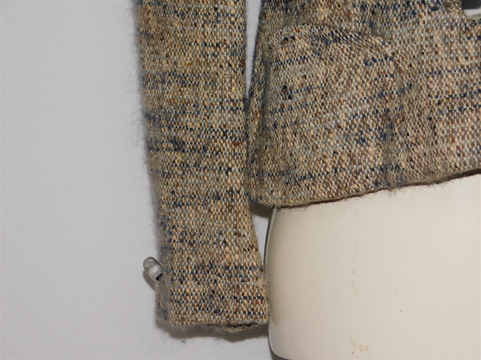 Vtg Martha West DAVIDOW Women’s Beige Brown Wool Plaid Tweed Suit Jacket