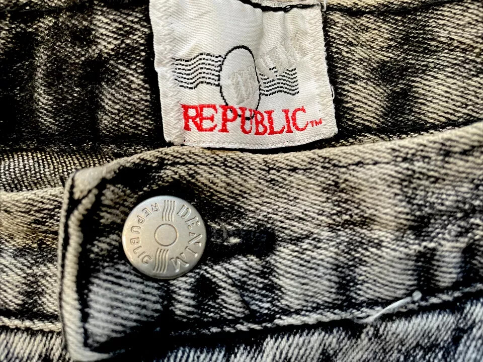 Republic Denim Sz 15/16 Vintage High-waisted Mom Jeans Gray Acid Wash