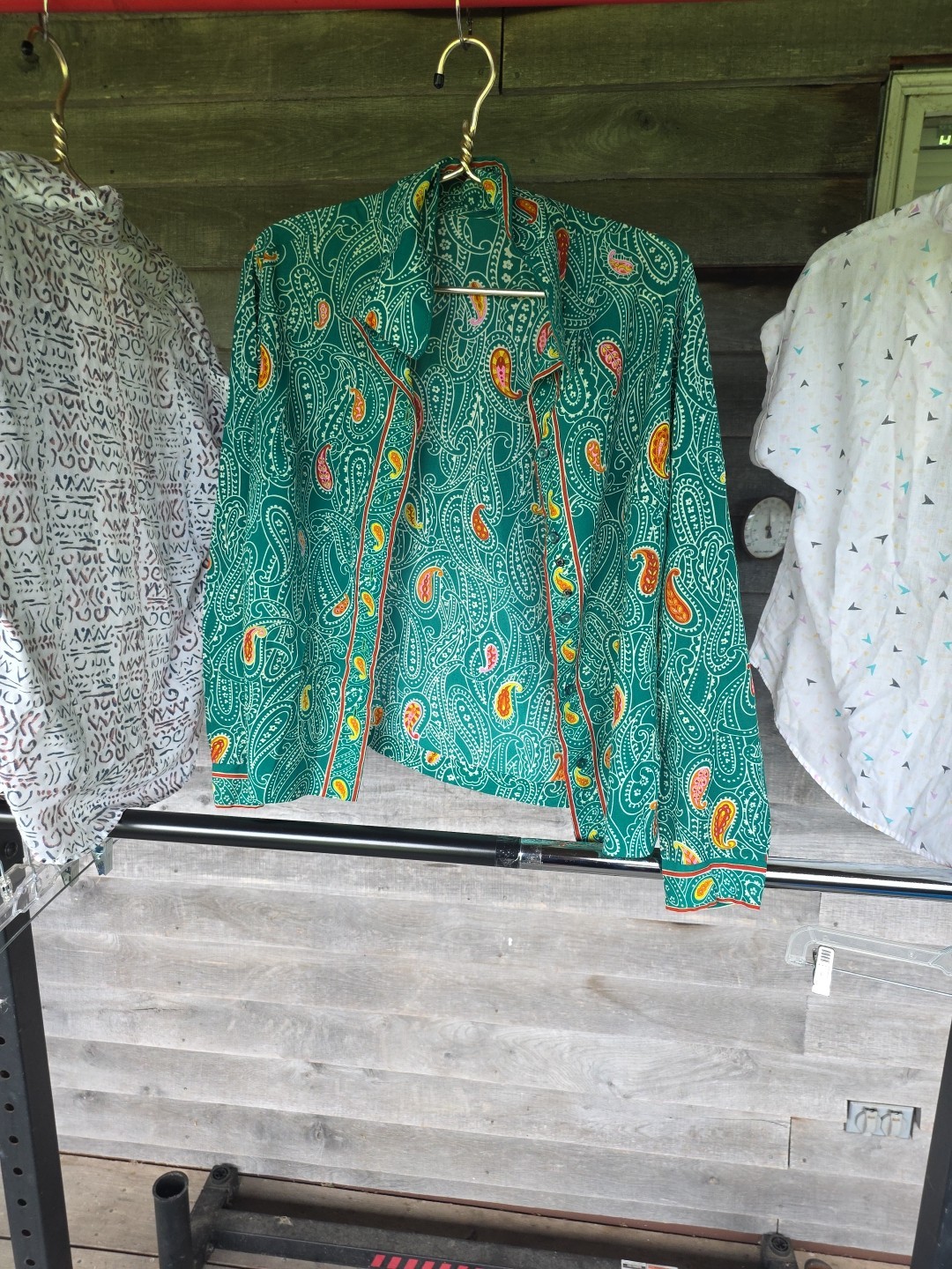 Lot Of 3 Vintage Blouses Shirts Print Women Short Sleeve Teacher Geek Mod