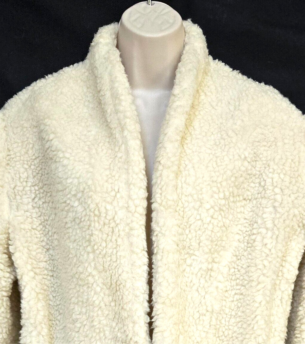 Vtg Soft Thick Cozy Faux Sherpa Handmade Lined Open Front Retro Short Coat M-L?