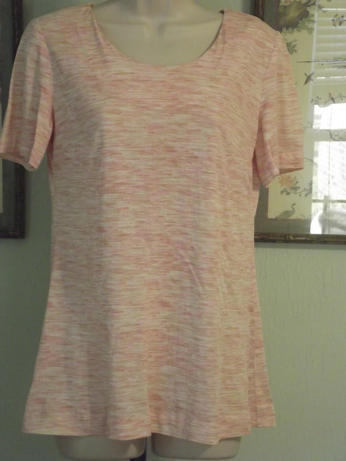 Vintage Hand Sewn simple Pull-Over shirt Back Zipper Size L/XL Pink Multi