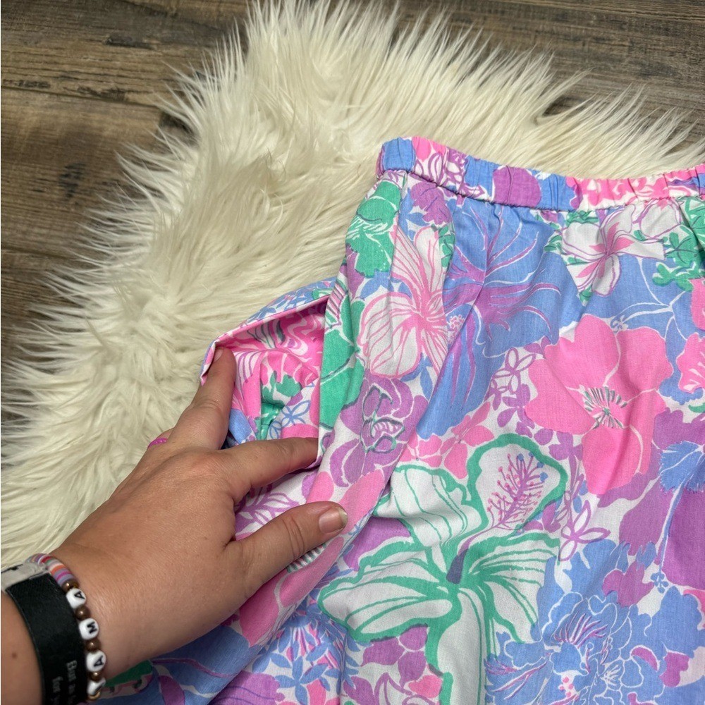 Vintage Lilly Pulitzer Pink Green A-Line Midi Skirt Resort Wear Women’s Small