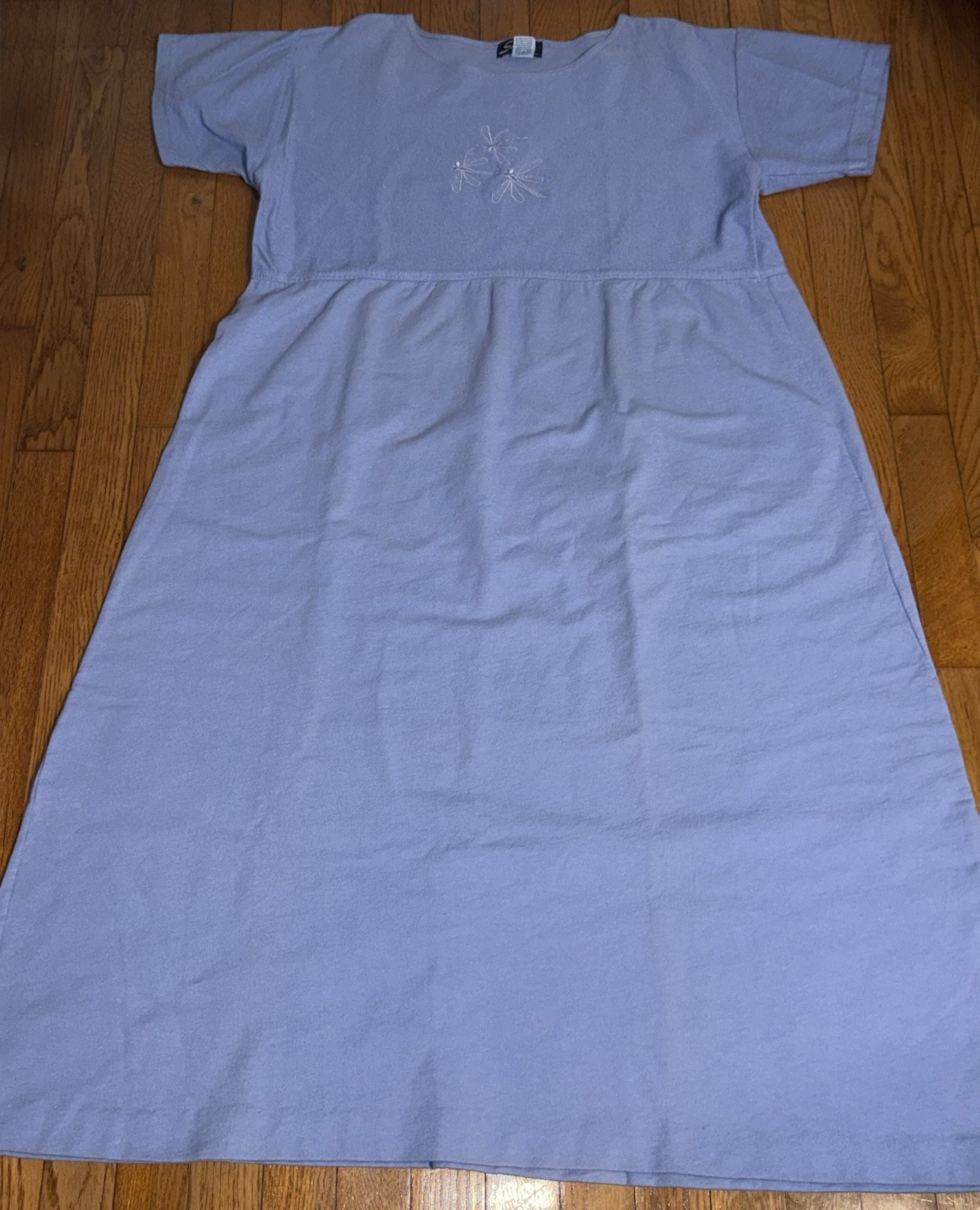 Women’s XL Vintage SK Sport Dress-Dragonfly-Blue-made In USA 100% Cotton