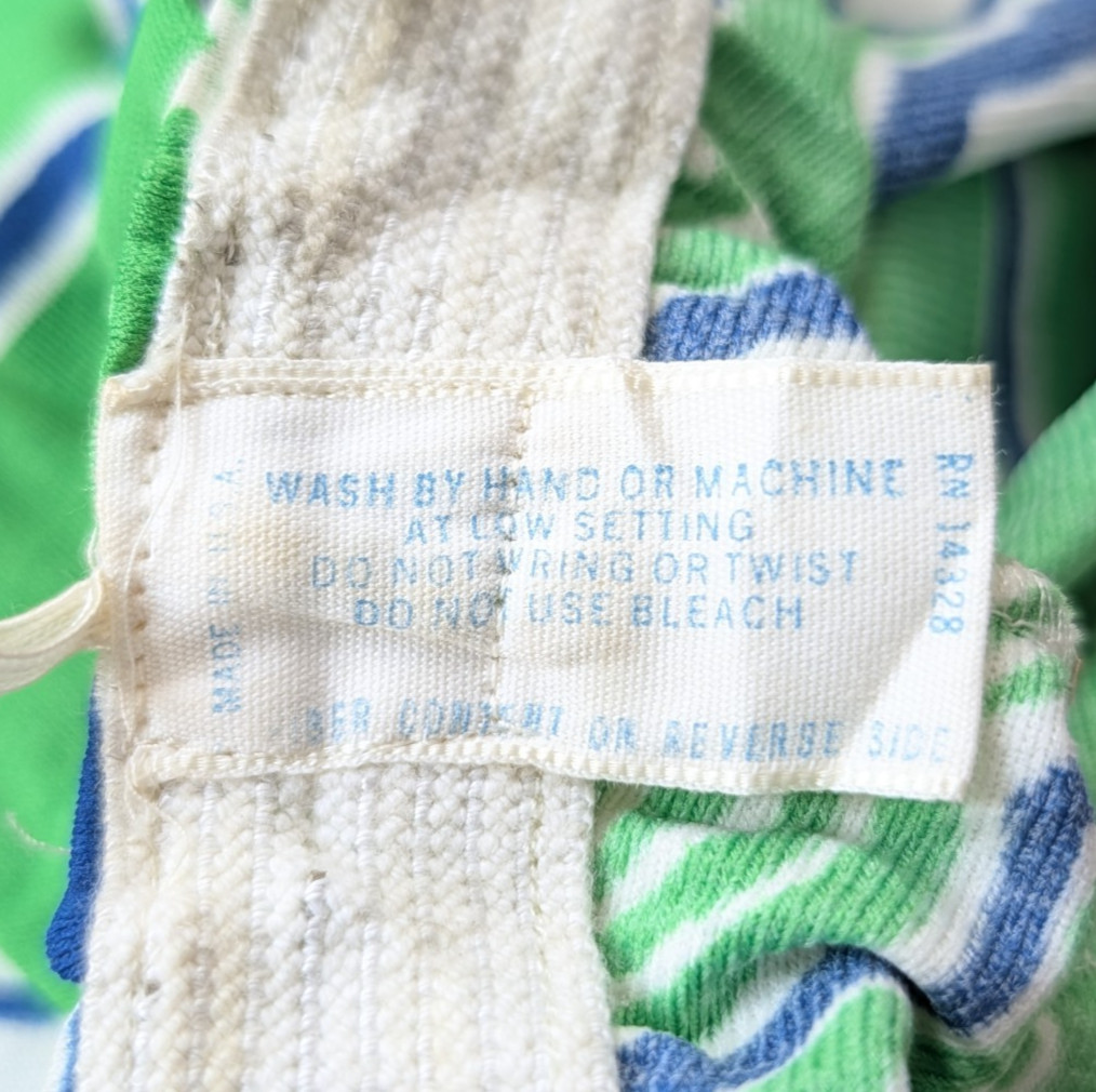 Vintage Nylon Palazzo Lounge Pajama Pants Elastic Waist Lingerie Green Blue M/L