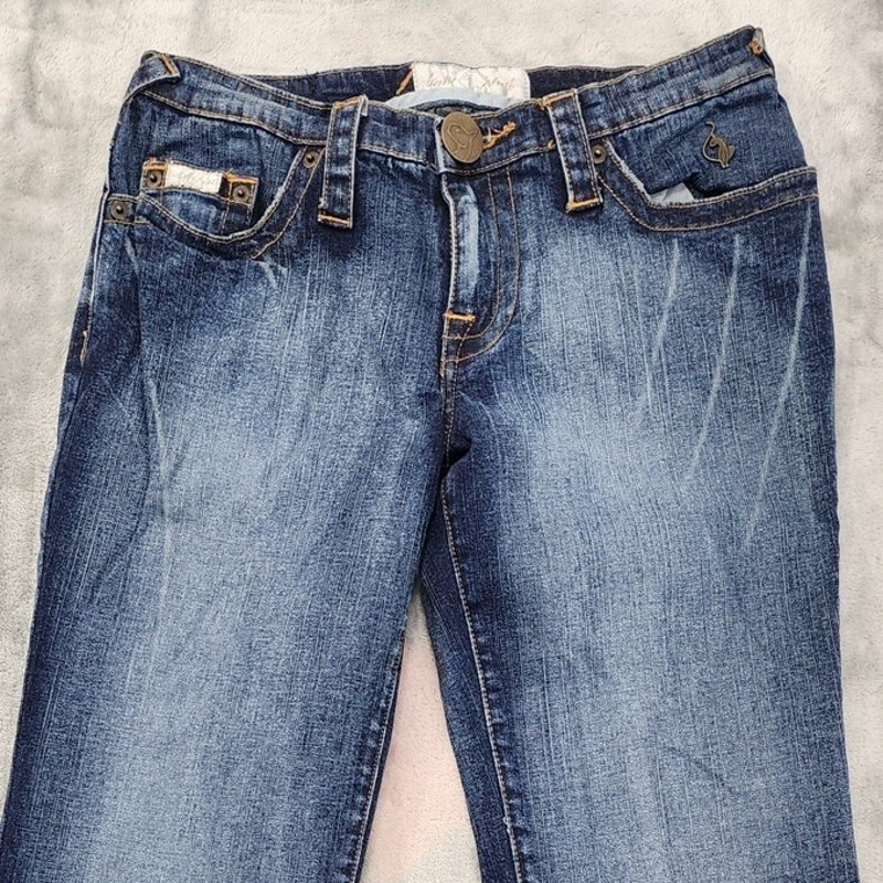 Vintage Y2K Baby Phat Jeans Womens 9 Juniors Blue Faded Low Rise Flare Stretch