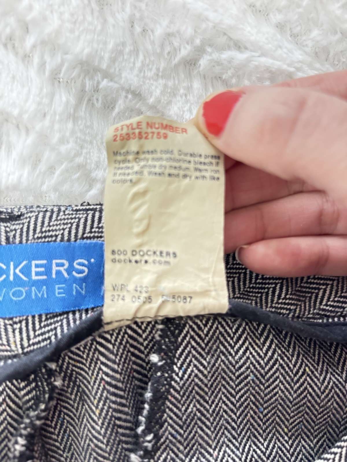 Dockers Vintage Pants Herringbone Cotton Gray Office Preppy Casual 12 Women