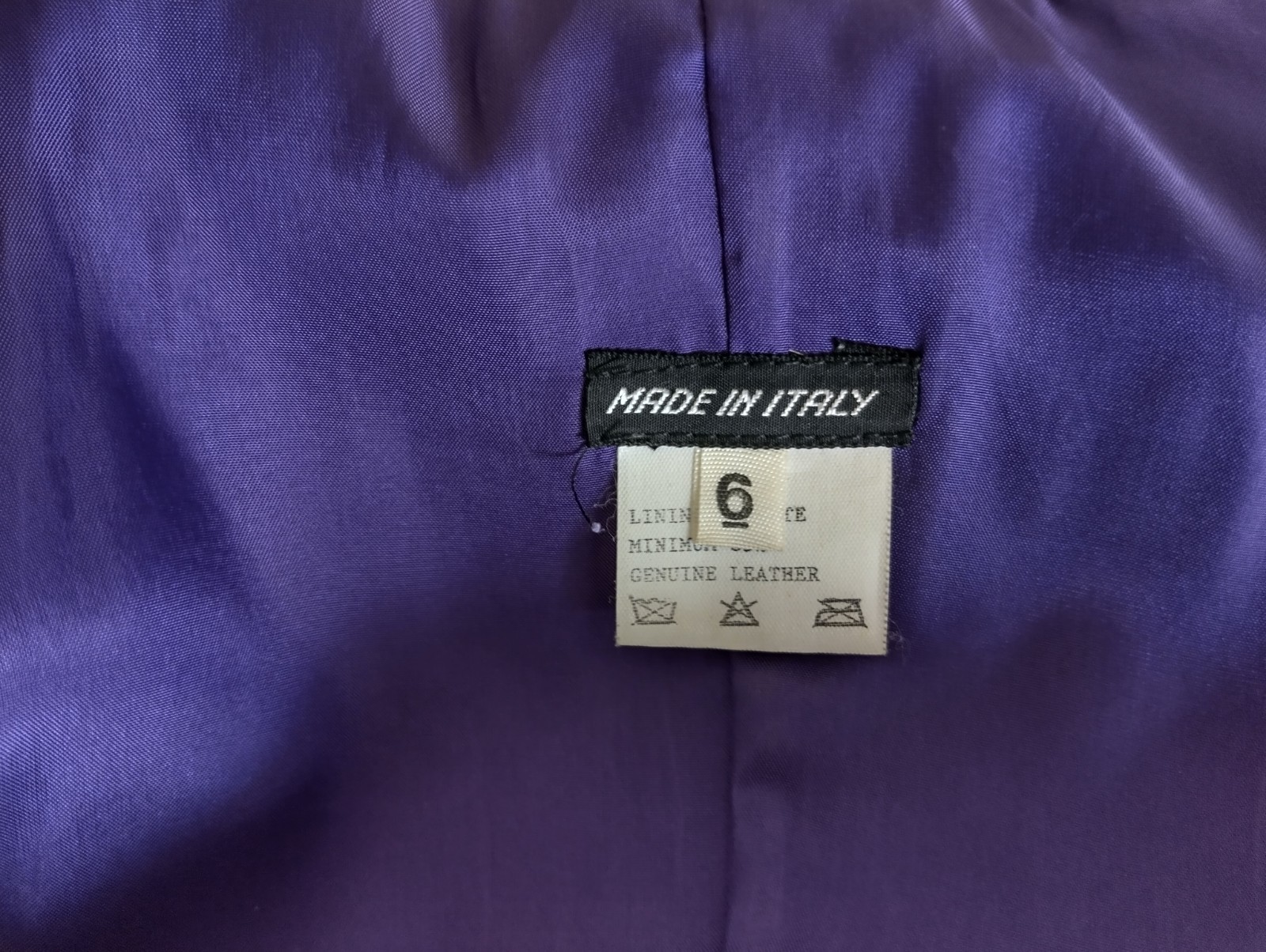 1980s Purple Leather Coat Jacket Made in Italy Size 6 Gold Buttons Prince Style