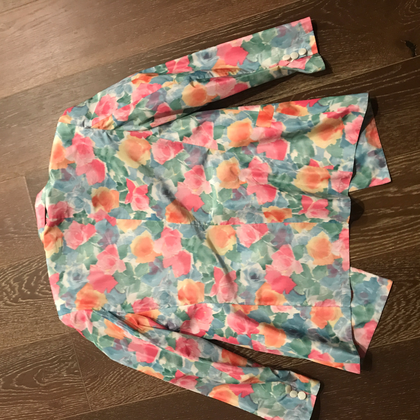 Vintage Gucci Italian Pink Green Blue Orange Floral Print Blazer Jacket Size 40