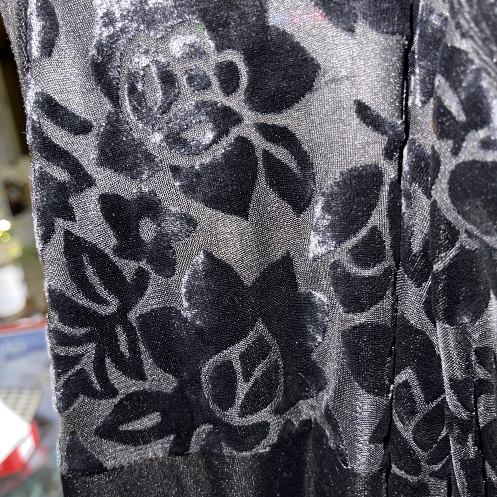 Women’s Black Burnout Velvet Maxi Dress L Dark Romantic Whimsigoth Vampire Y2k