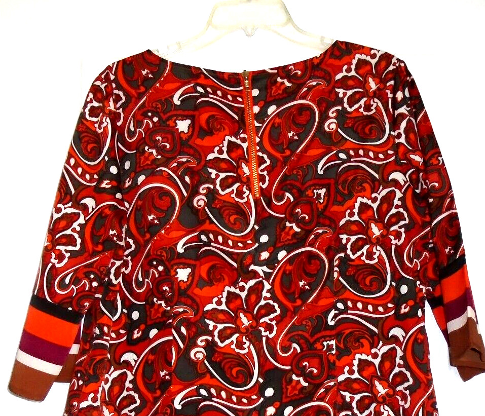 NEW YORK & COMPANY Multi Color Polyester 3/4 Long Sleeve Elegant Blouse Size L!