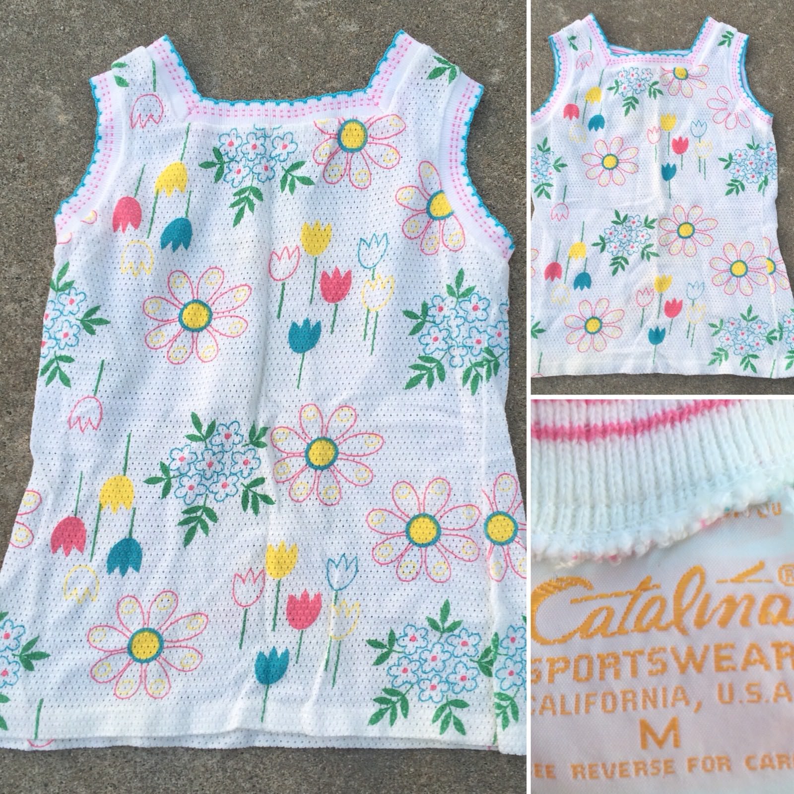 Vintage Catalina Sportswear California USA Sleeveless Top Floral Print M