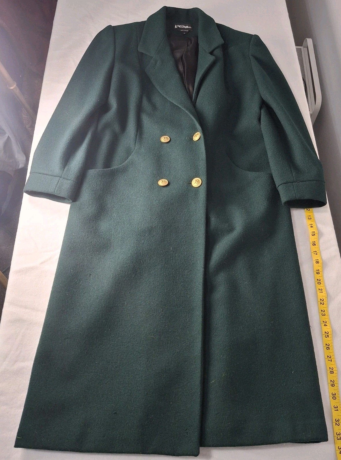 VTG Set Karizma East Wool Maxi Coat & Scarf/Gloves Made Russia Hunter Green 10 M