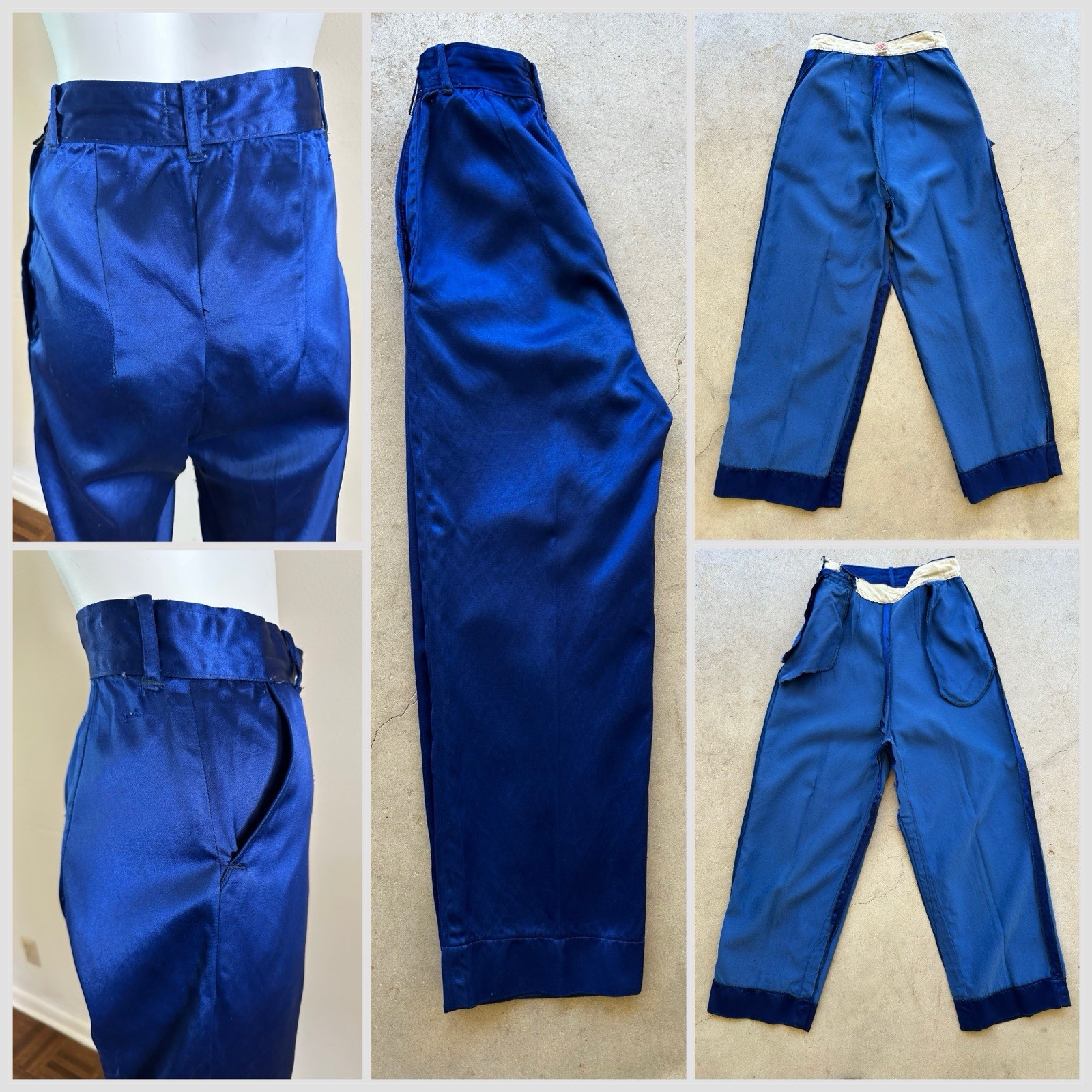 1930s Lowe & Campbell Blue Gold Satin Sportswear Set Western Ranchwear Rodeo