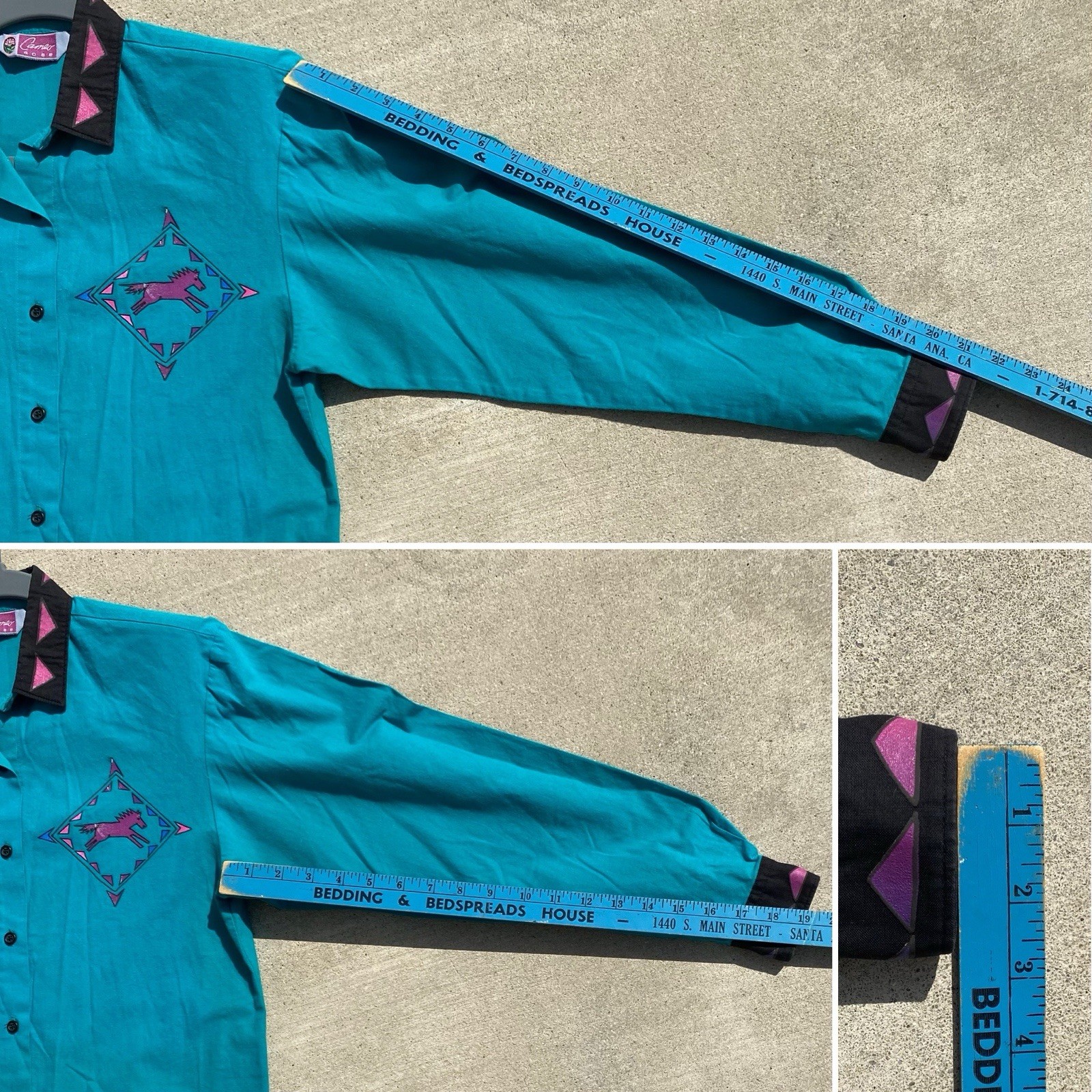 Vtg Cameo Rose Western Southwestern Shirt Top Blouse Horses 80s 90s Cowgirl XS