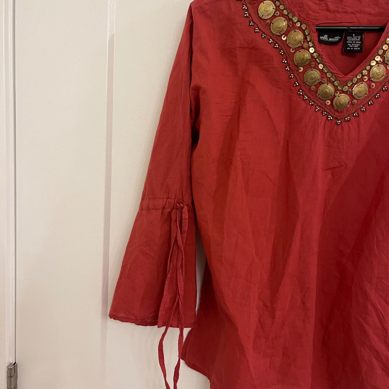 Vintage Willi Smith Medallion Boho Blouse Indie Hippie Beachy Coastal