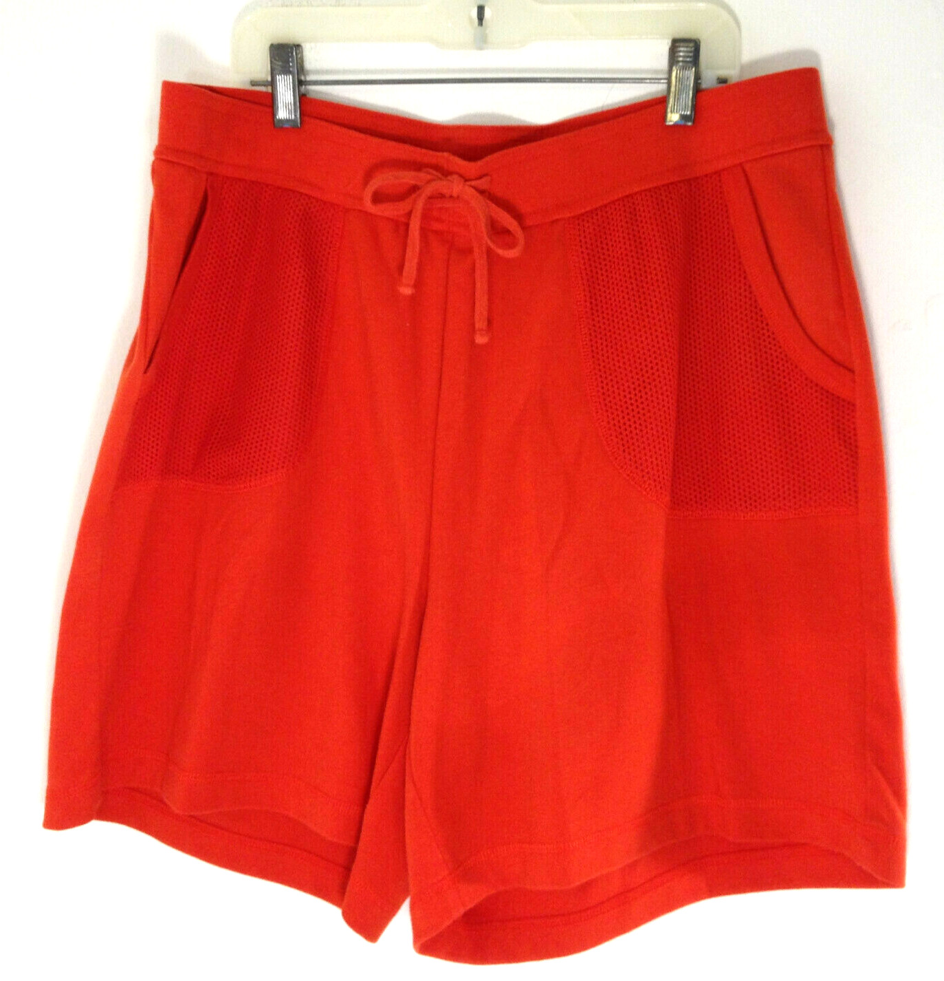 Vintage Avenue Womens Red Shorts Drawstring Elastic Waist Pockets Size 14-16