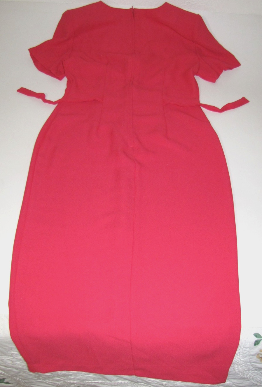 VTG 90s Dress Jaclyn Hart Rose-Pink Maxi Straight Short Sleeve Front-slit Wm. 10