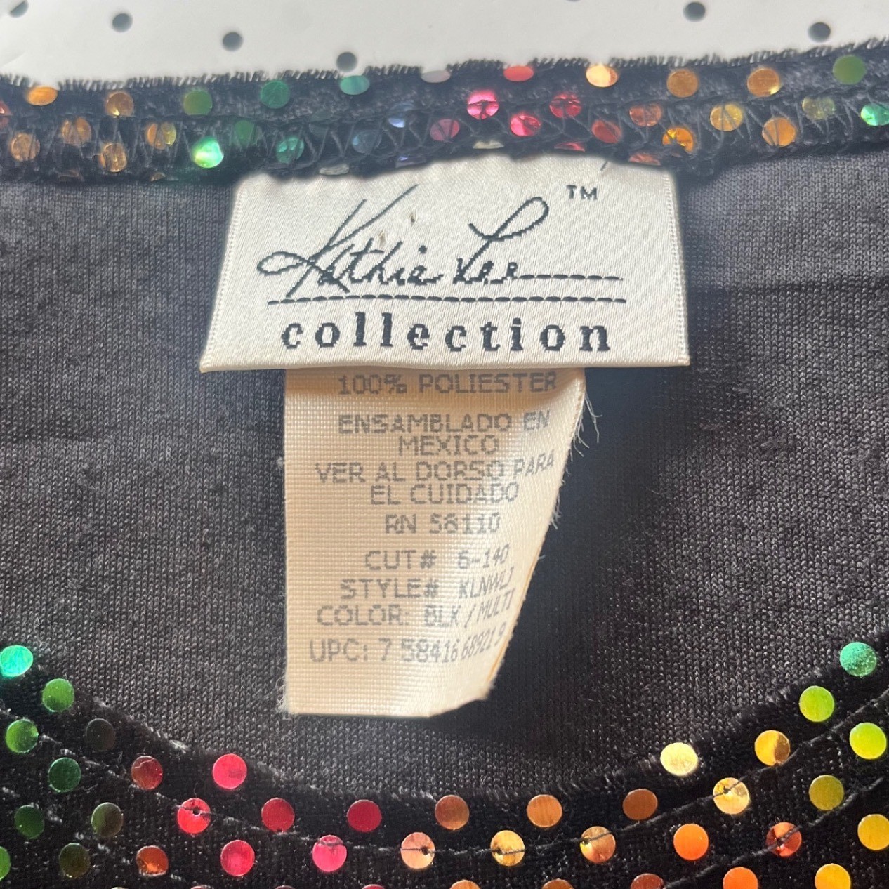 Kathie Lee Collection Vintage Y2K Metallic Disco Top Multicolor Foil Dot Blouse