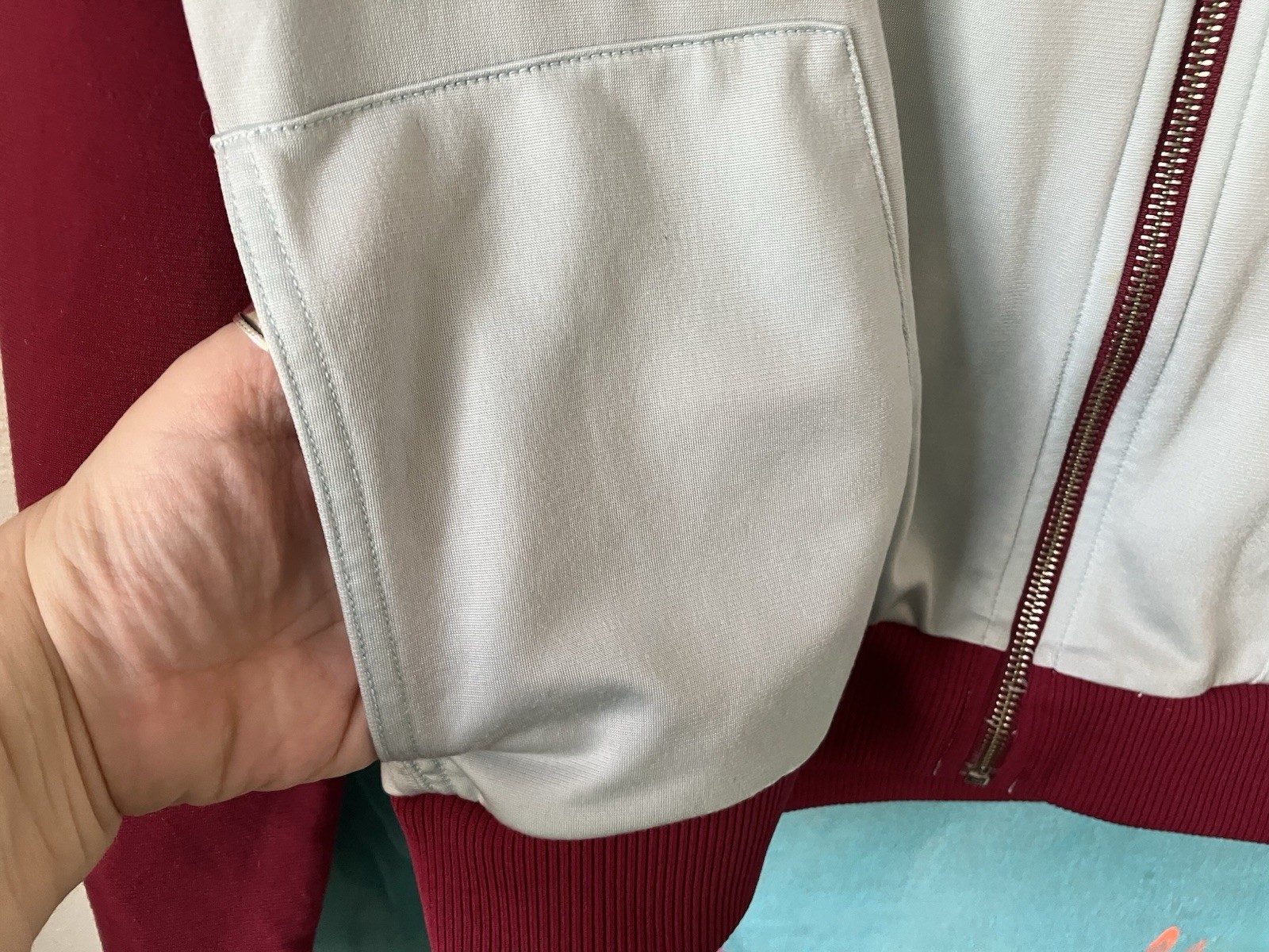 An Original PENGUIN By Munsingwear JACKET Full Zip Dark & Orange Red Pale Blue M