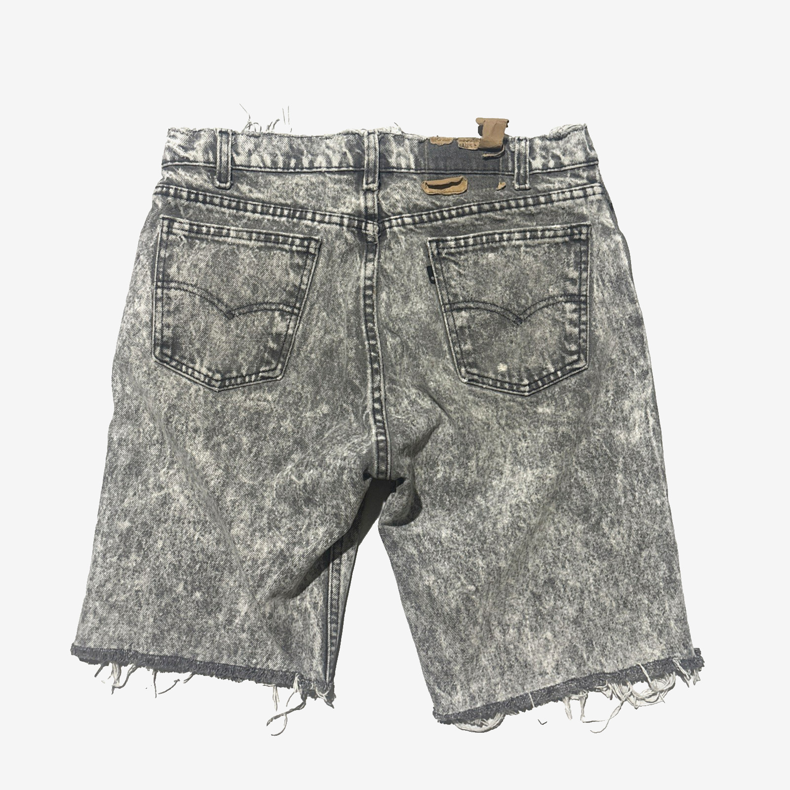 Vintage 80’s Levi’s 32 Black Acid Washed Denim Cutoff Shorts Raw Hem USA