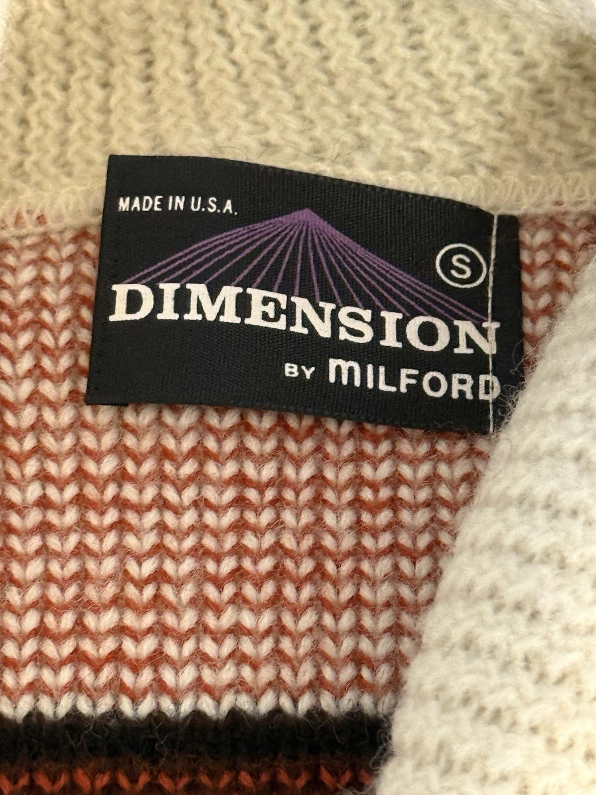 VTG Cardigan Sweater Aztec Knit Open Front Shawl Collar Earth Tones Sz S No Belt