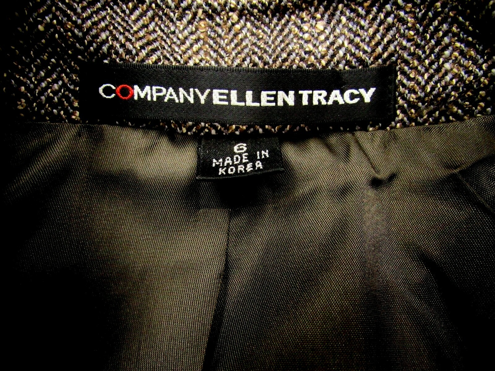 VTG COMPANY ELLEN TRACY Wool Blnd Jacket Biker Style Zipper Harris Tweed Gray 6
