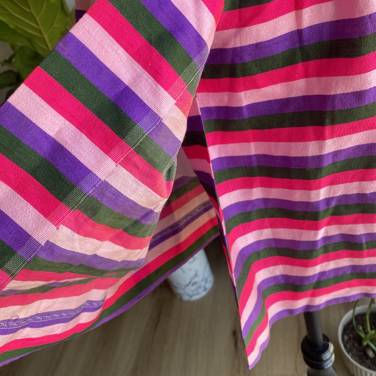 Vintage Prue Acton Dress Fits Au 8 XS/S Multicolour Stripe Silk Wrap Mini Dress