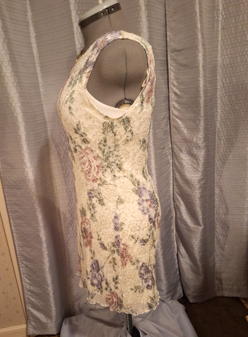 Vintage SHAR ADE of CA Womens 12P Ribbed Garden Floral Dress With Jacket