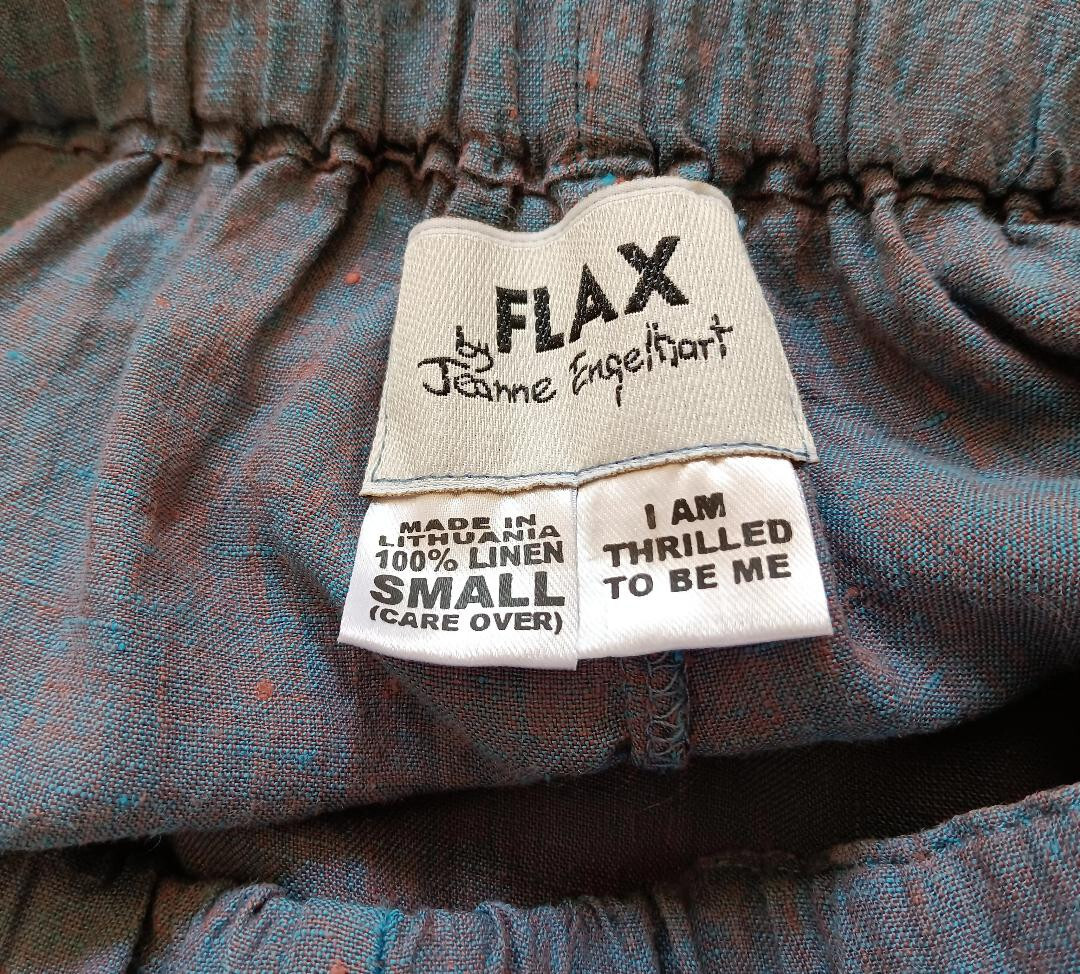 VTG FLAX Jeanne Engelhart Periwinkle Linen Short Dress/Pant Set Lagenlook -Small