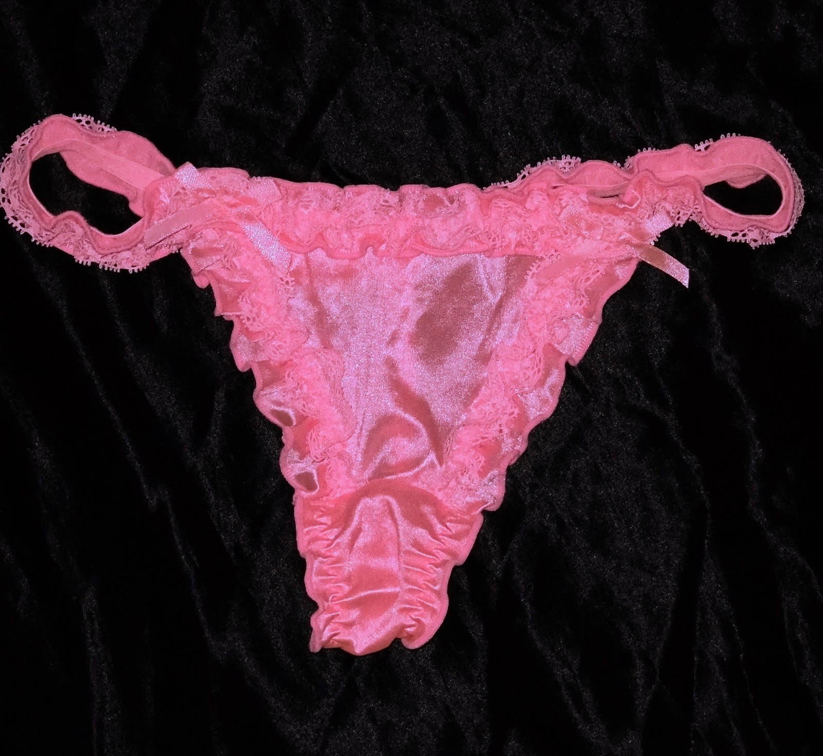 Vtg S/5 Smart & Sexy Stretch Satin & Lace G String Thong Panties Low Rise NWOT
