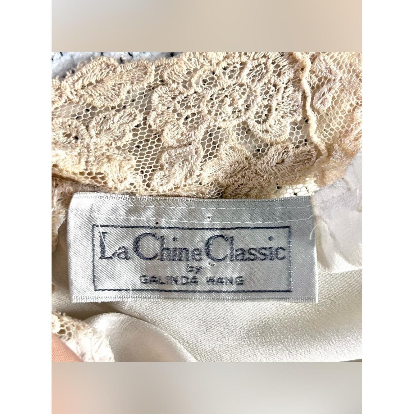 Vintage La Chime Classic By Galinda Wang Cream Blouse with Tan Lace Victorian 8