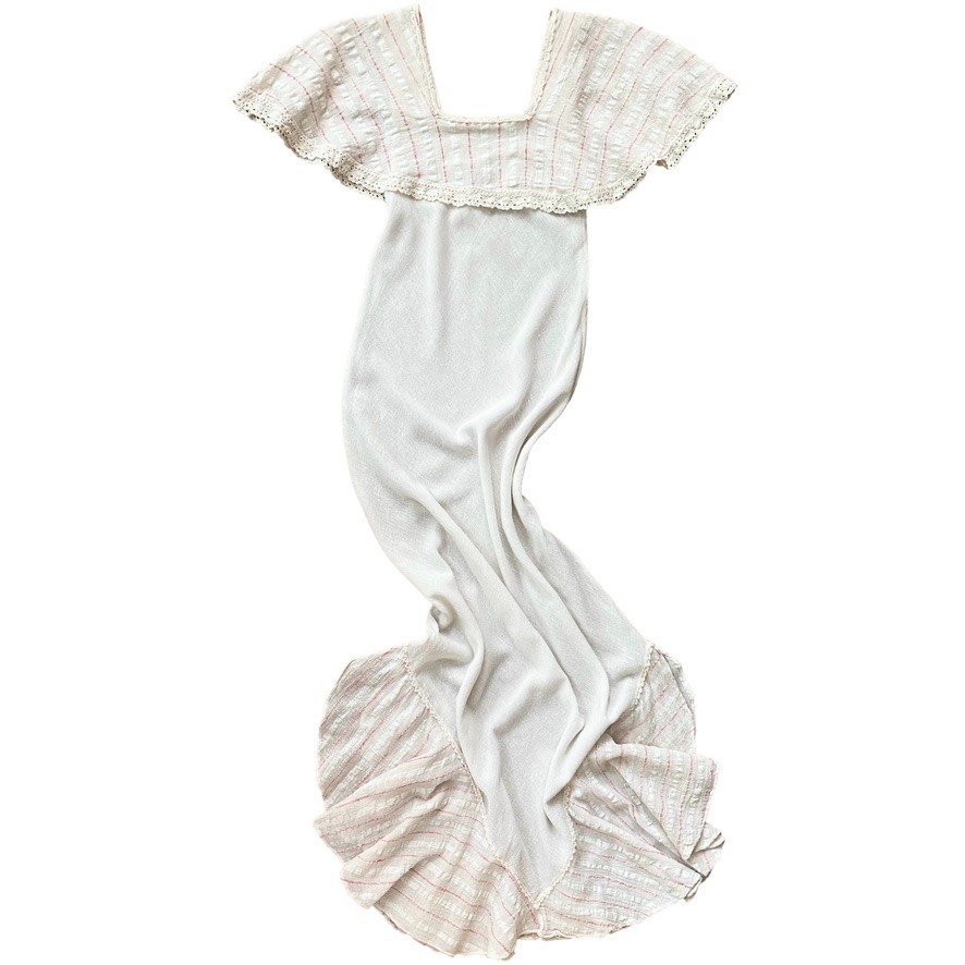 VINTAGE TRIVIA BY CHARM OF HOLLYWOOD RUFFLE BOHO PRAIRIE COUNTRY MAXI DRESS XS S