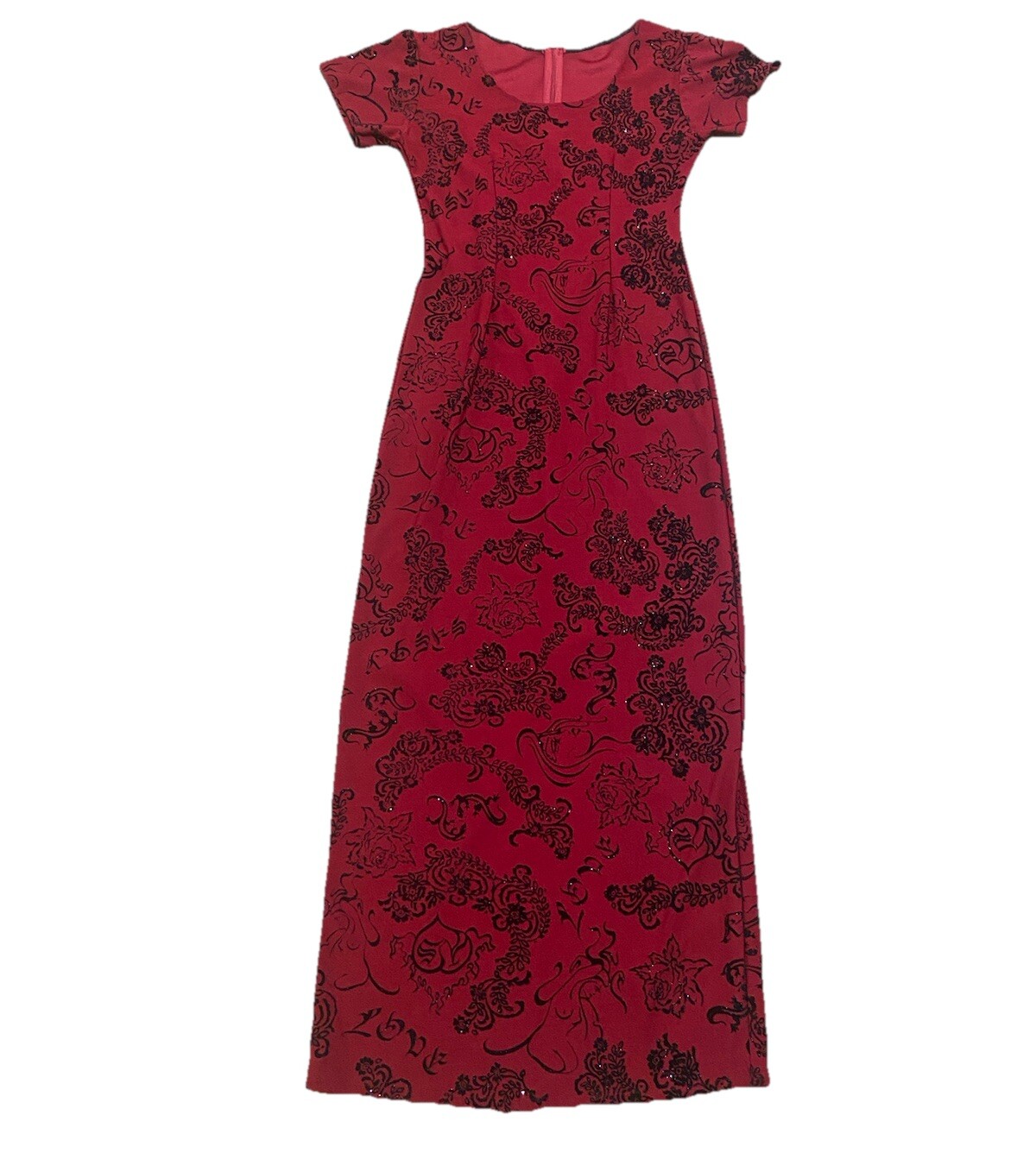 Vintage Y2K Dress Whimsigoth Fairy Grunge Maxi Floral Glitter Small Medium
