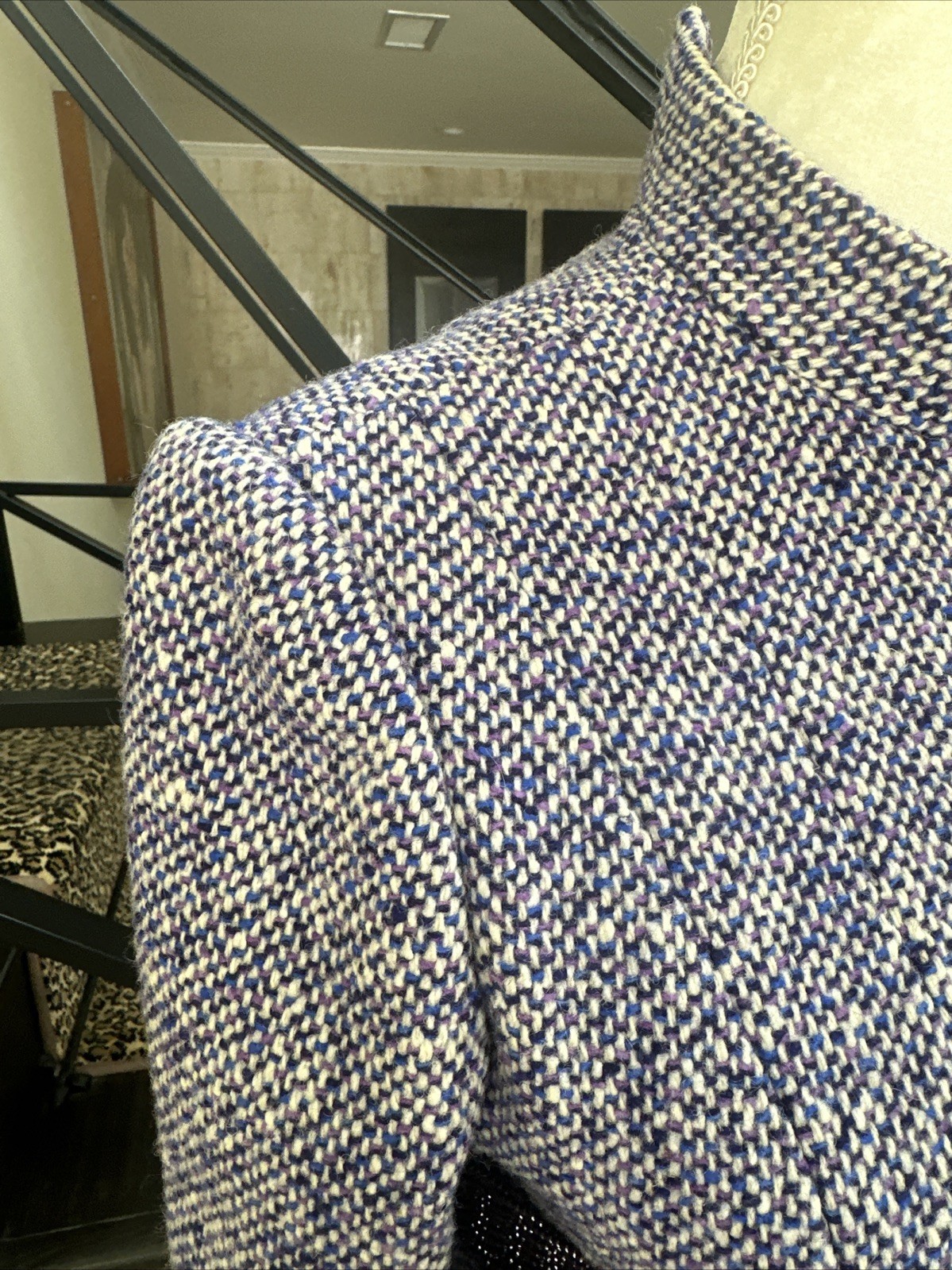 Geoffrey Beene Circa 1965 Purple Nubby Tweed Empire Swing Dress Vintage Size 6