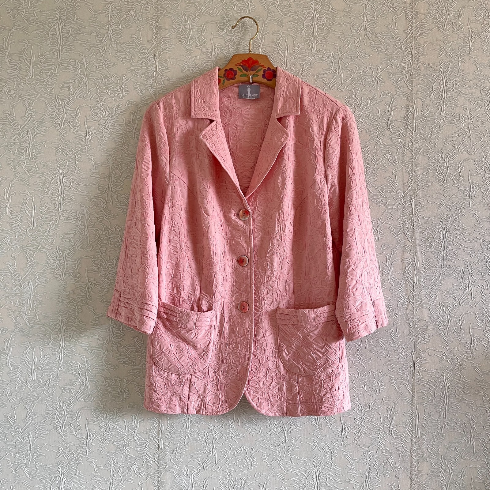 Rare Vintage Fair Lady Pink Womans Germany 3/4 Sleeve Jacket Size M