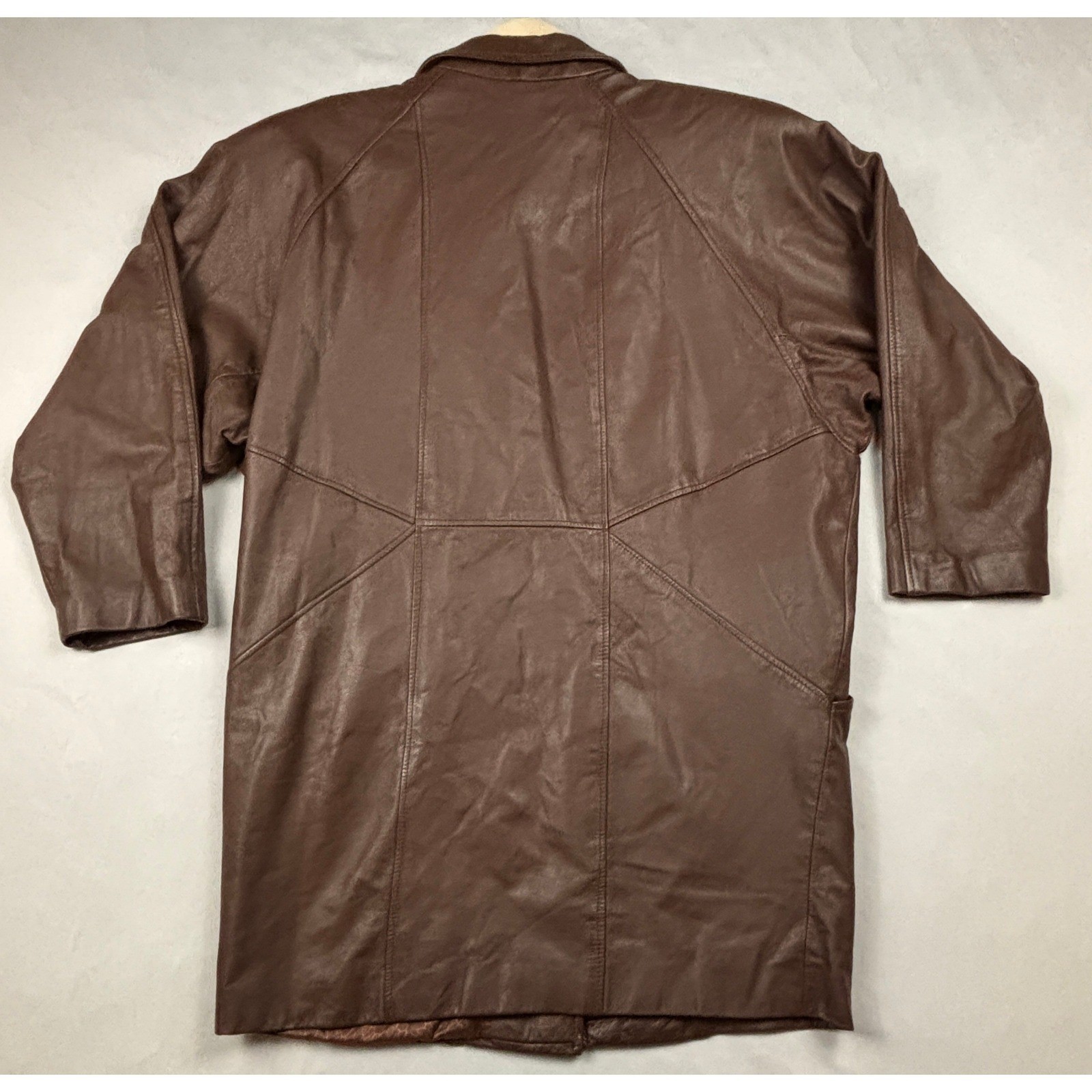G-III Leather Fashions Brown Genuine Leather Vintage Coat Jacket Mid-Length 80s