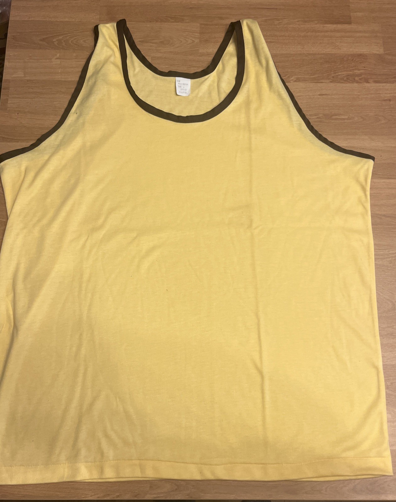 1970s/1980s Yellow Brown Trimmed X-large Tank Top