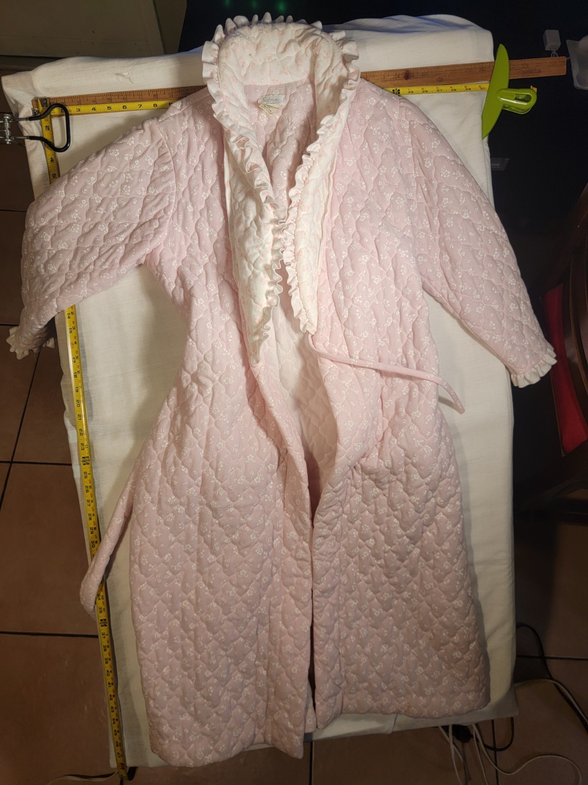 Vintage SANRINA LiIGHTPink & White Long Robe Belted GOLDEN Girls/Grandmacore