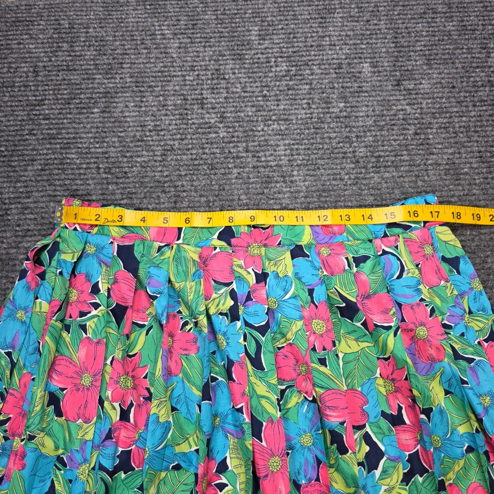 Vintage Koret Floral Midi Skirt Women’s Size 20W Green Pink Navy Blue Pleated