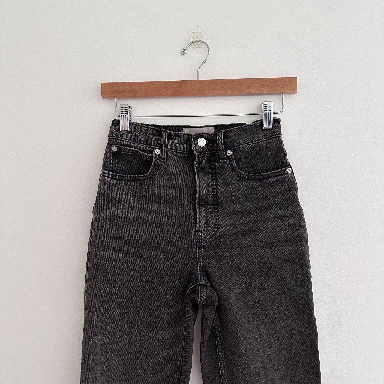 Everlane The Way High Jean Washed Black High Rise Straight Leg Size 24