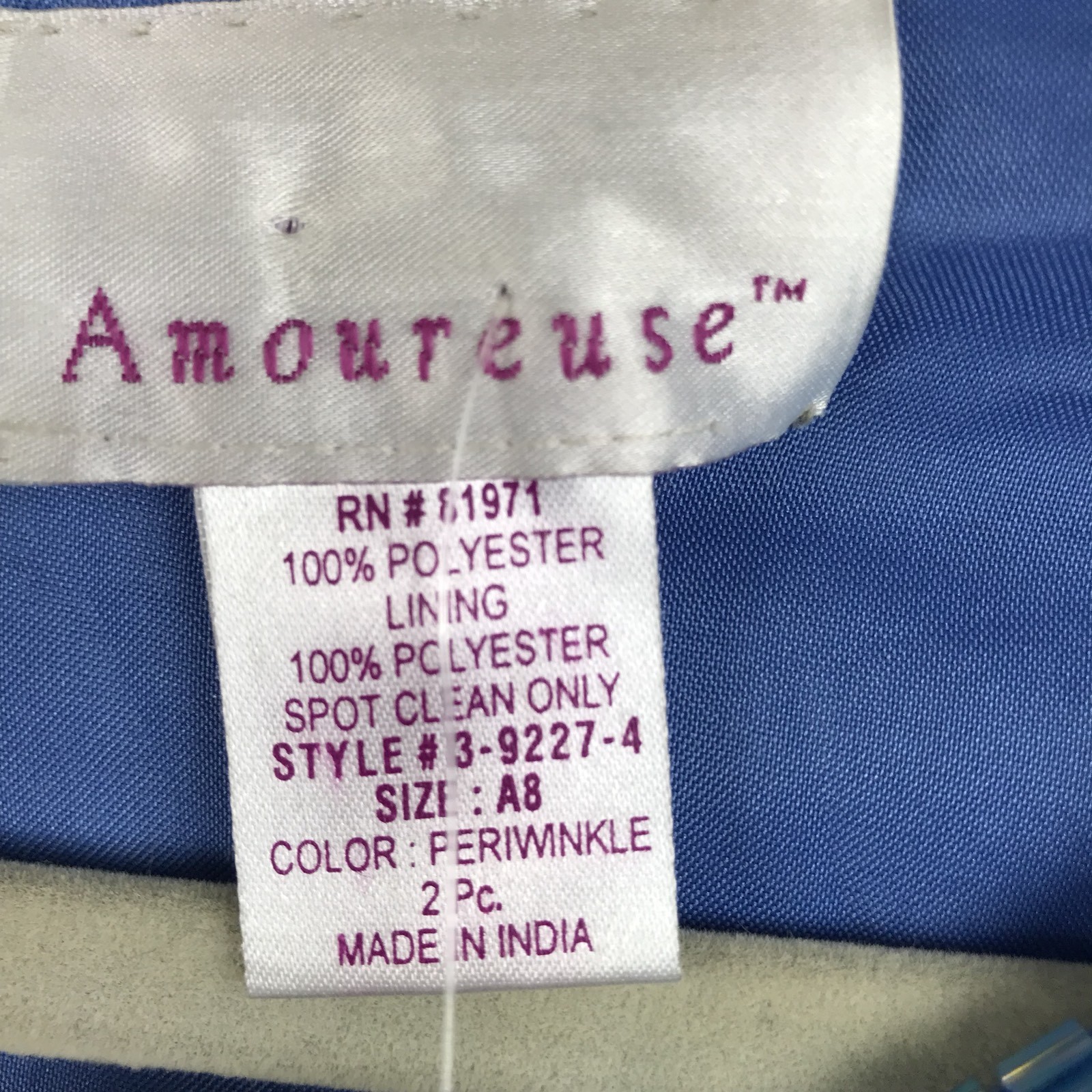 Amoureuse Womens Periwinkle Blue 2 piece Skirt Suit Beaded Sequins Top Party NWT