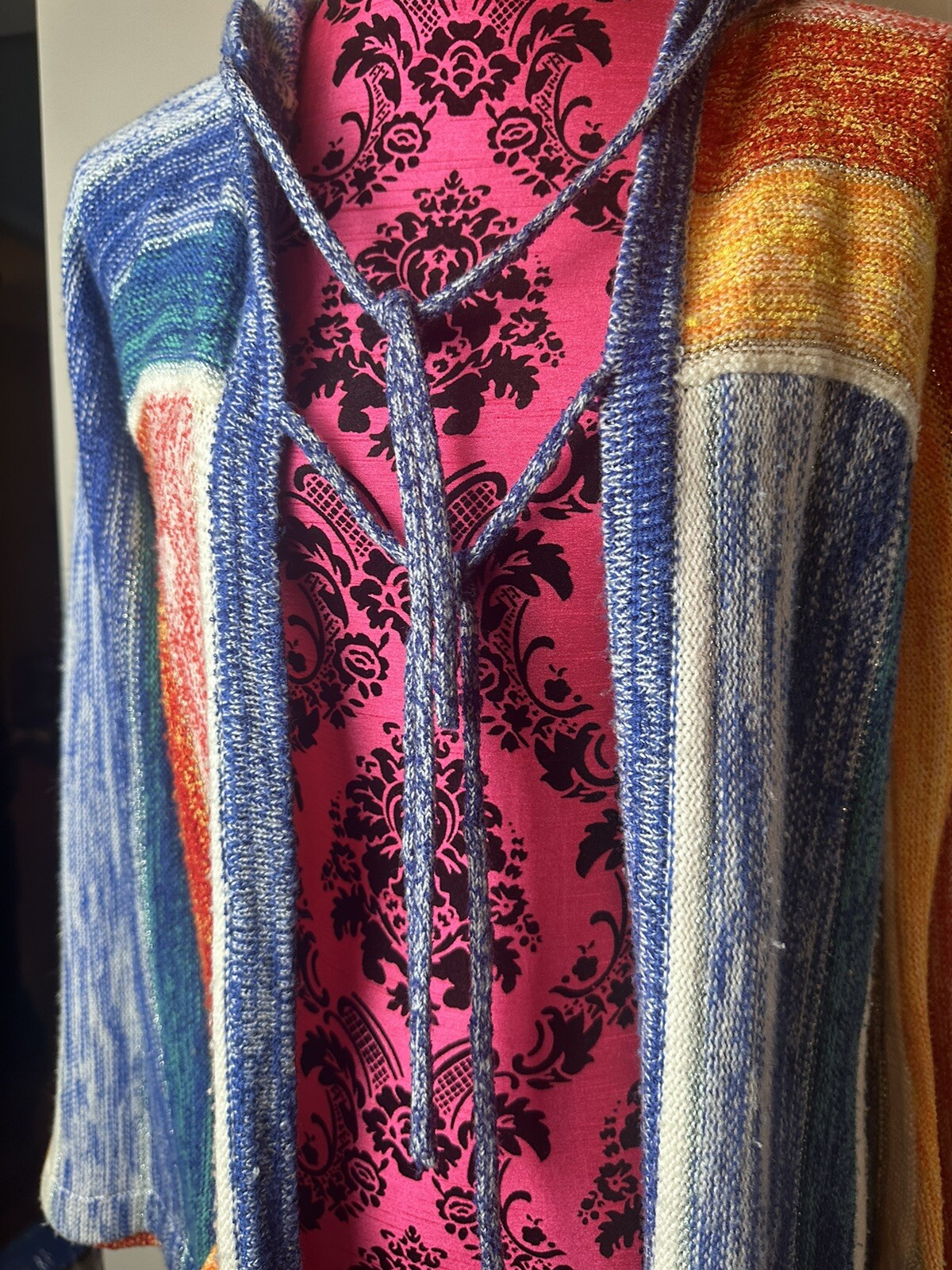 Vintage 70s Organically Grown Arpeja Lagen Hippy Boho Cardigan L Vibrant Color