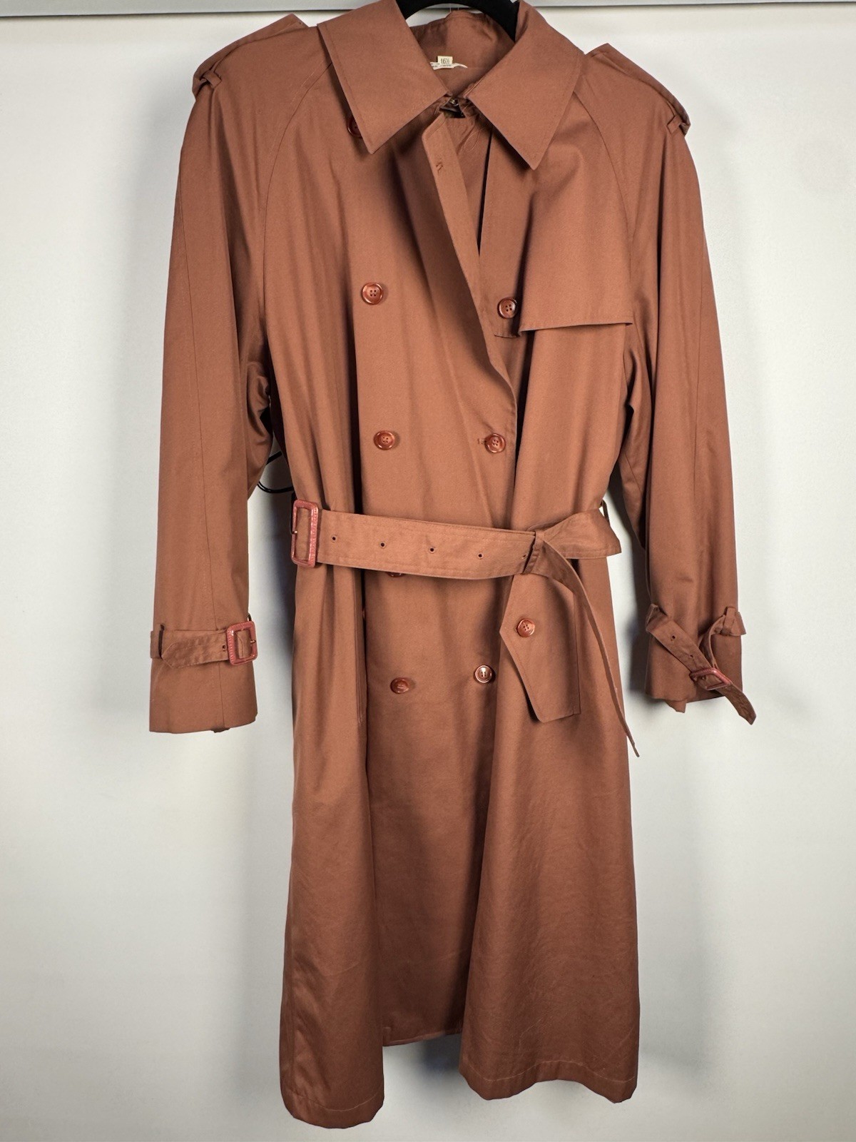 Vintage 1970s JC Penney Women’s Fitted Pink Trench Coat Dusty Rose Wool Medium