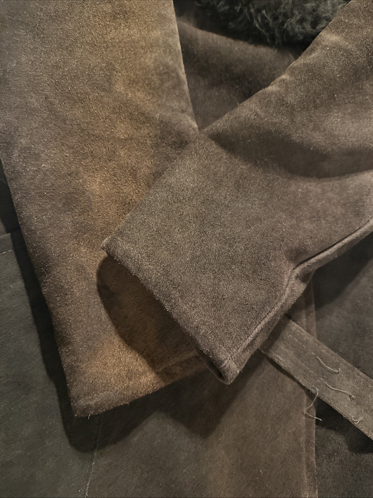 Vintage A&F Originals Abercrombie Fitch Long Suede Coat Dark Brown Penny Lane