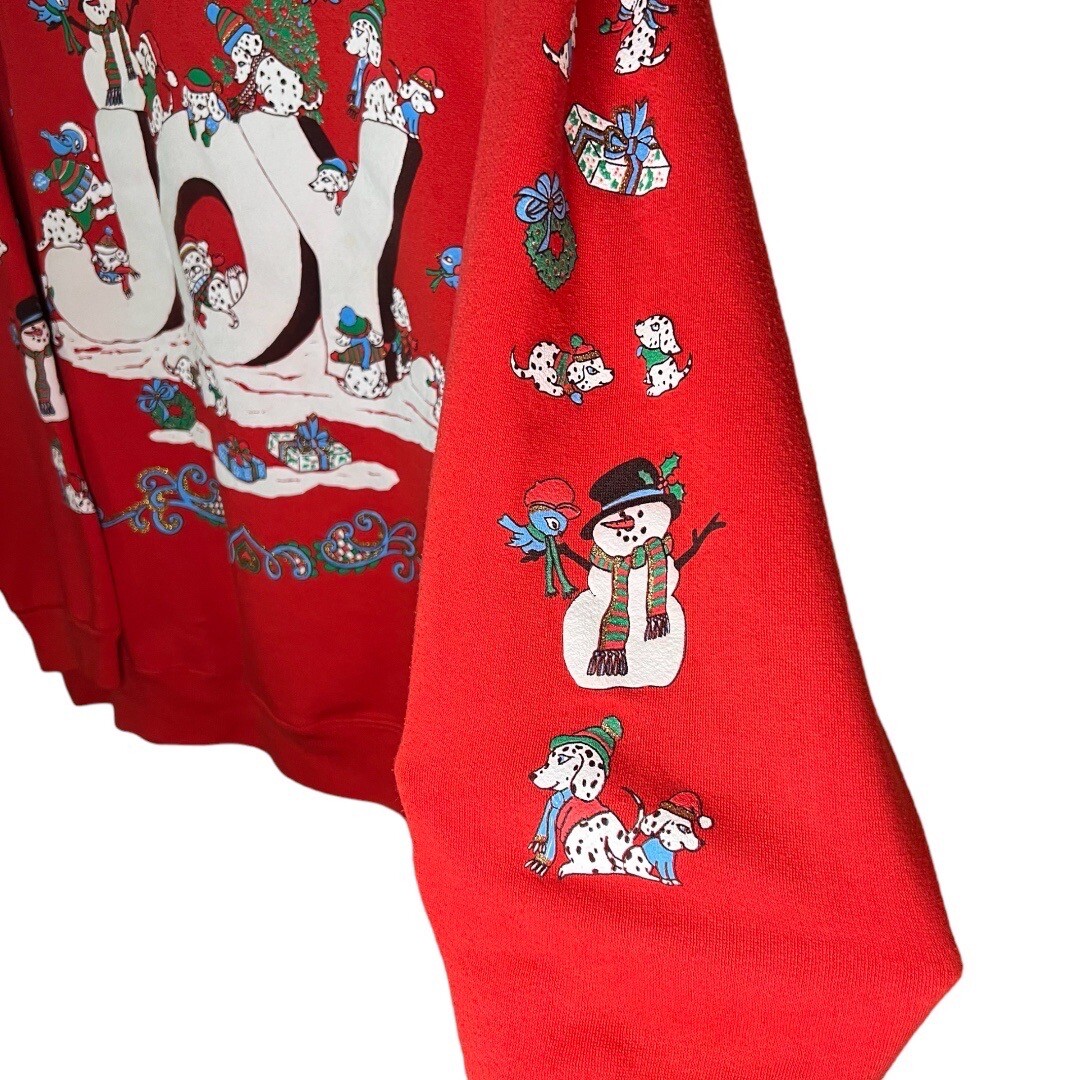 VTG YS AMERICA Joy Graphic Ringer Christmas Sweatshirt