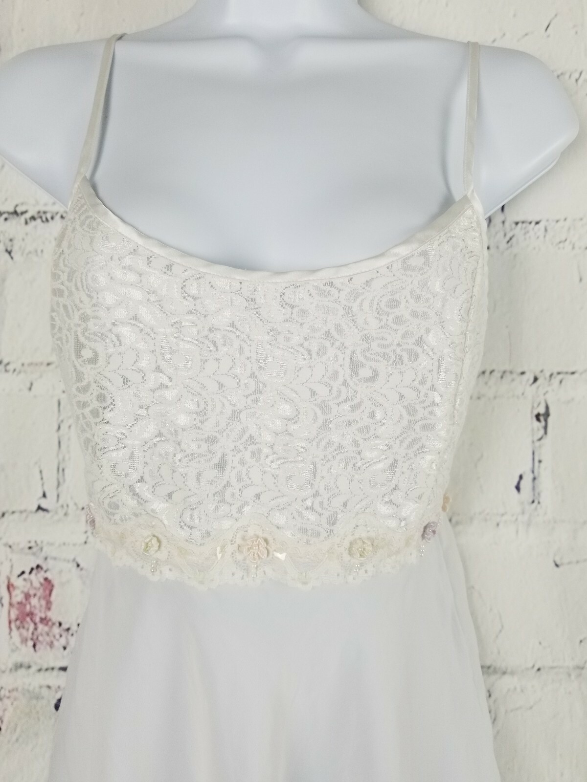 Etonne by Sarah Richards Vintage White Negligee Short size Medium Lace Bodice