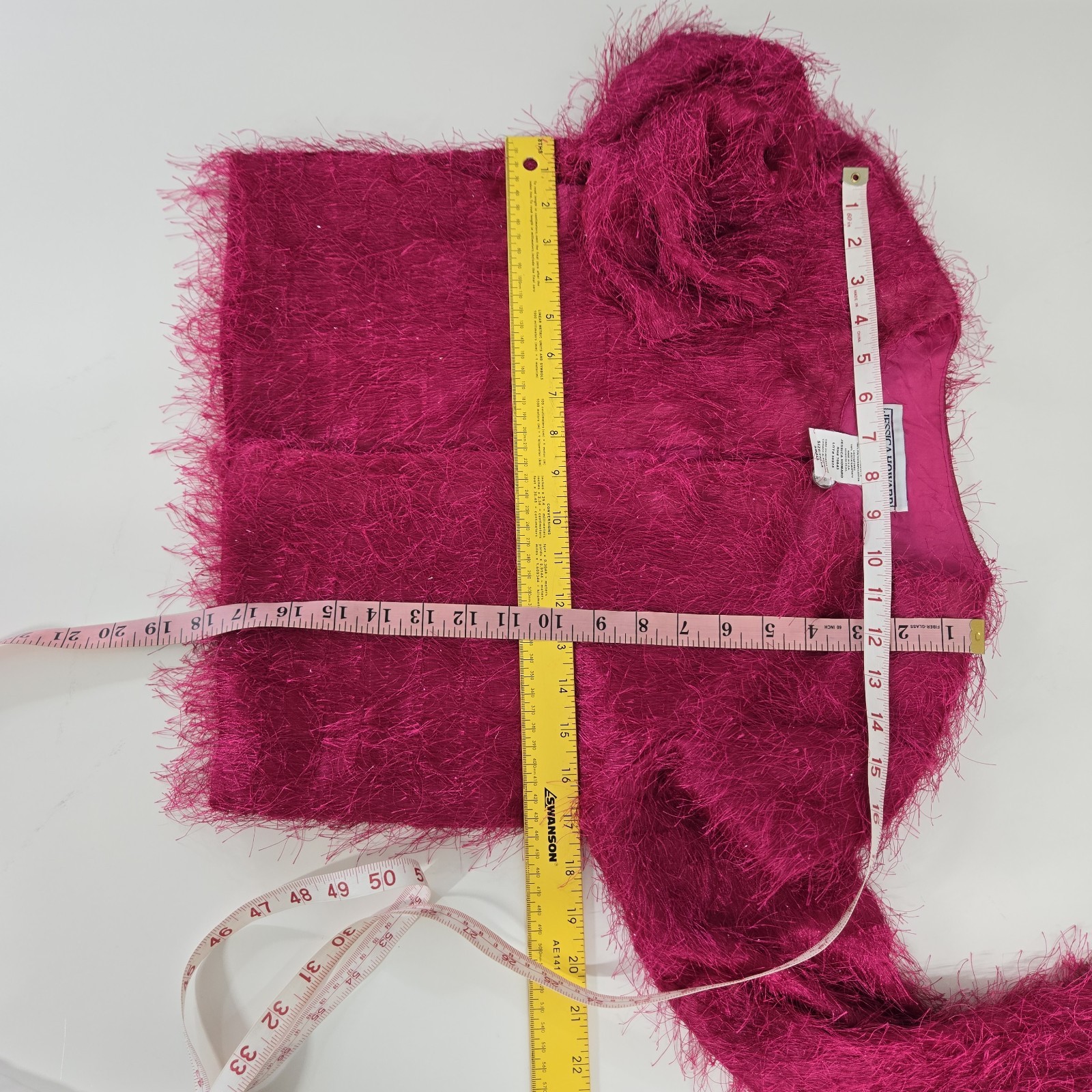 VTG Jessica Howard Fuchsia Pink Shaggy Faux Fur Crop Jacket Evening Coat S Shag