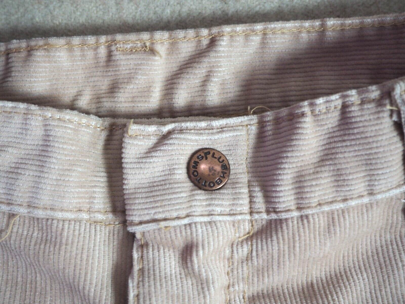 VTG 70s Plushbottoms Tan Corduroy Western Flare Bells 26×33 Talon Womens Pants